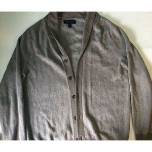 Thomas Parker New York Womens Cardigan Sweater L‎ Brown Herring Bone Pattern